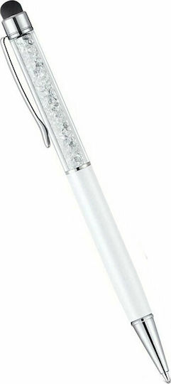 Stylus Screen Pen With Crystals in White color 6328