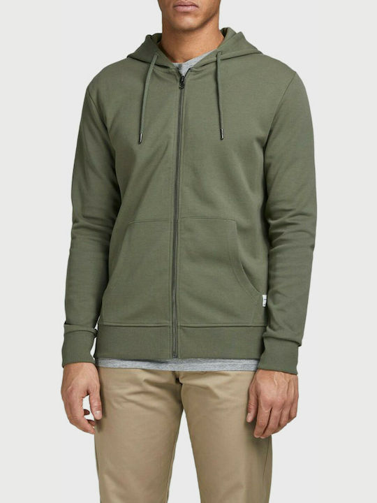 Jack & Jones Men's Cardigan with Hood & Pockets Olive