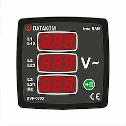 Datakom DVF-0303-72 Electric Panel Multi-tool Βολτόμετρο-Συχνόμετρο Ψηφιακό Τριφασικό (72x72mm) 01.034.0206