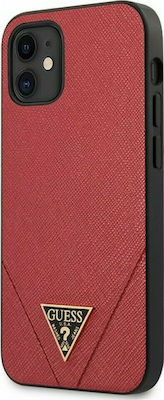 Guess Saffiano Umschlag Rückseite Kunststoff Rot (iPhone 12 mini) GUHCP12SVSATMLRE