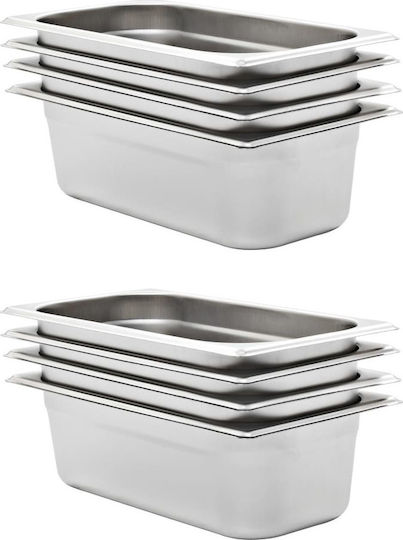 vidaXL Stainless Steel Gastronorm GN1/3 H100mm (8 pcs)