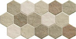 Karag Hex Floor / Kitchen Wall / Bathroom Matte Porcelain Tile 51x26.5cm Stonehenge Earth