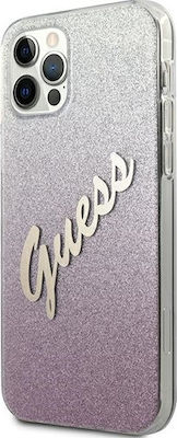 Guess Glitter Gradient Script Plastic Back Cover Multicolour (iPhone 12 / 12 Pro)