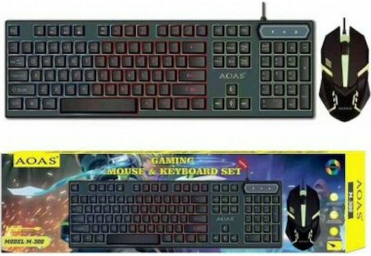 Aoas M-300 Σετ Gaming Πληκτρολόγιο με RGB φωτισμό & Ποντίκι (Αγγλικό US)