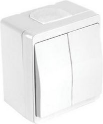 Mutlusan External Electrical Lighting Wall Switch with Frame Basic White 2150 002 0101