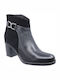 Softies Leather Women's Ankle Boots with Medium Heel Black