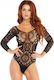 Leg Avenue Snap Croth Thong Teddy Black