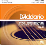 Daddario Set of Phosphor Bronze Strings for Acoustic Guitar 9 - 45"