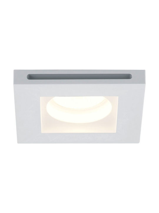 Trio Lighting Tatra Square Plaster Recessed Spot with Socket GU10 White 10x10cm.