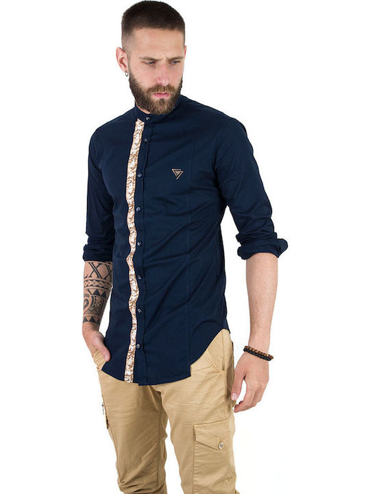 Stefan Fashion Μακρυμάνικo Πουκάμισο Navy Μπλε