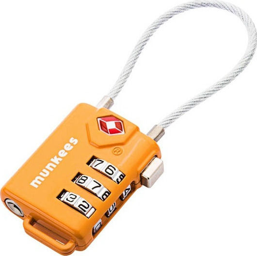 Munkees Padlock with Cable Combination Orange 1pcs