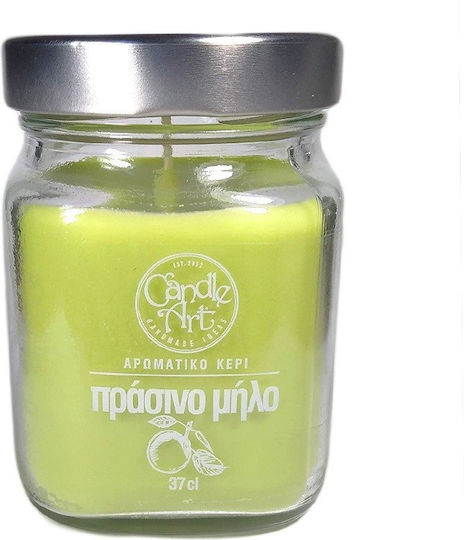 Candle n'Art Scented Candle Jar with Scent With Green Apple Essential Oils Green 370gr 1pcs