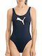 Puma Athletic One-Piece Swimsuit Navy Blue