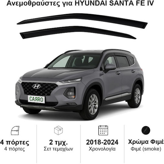 Heko Σετ Ανεμοθραύστες Αυτοκινήτου Μπροστινοί Σκούρο Φιμέ για Hyundai Santa Fe 2τμχ