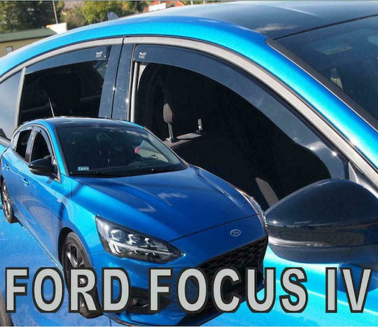 Heko Set of Windbreakers Front and Rear Car Dark Fime for Ford Focus MK4 Hatchback 2018+ 4pcs