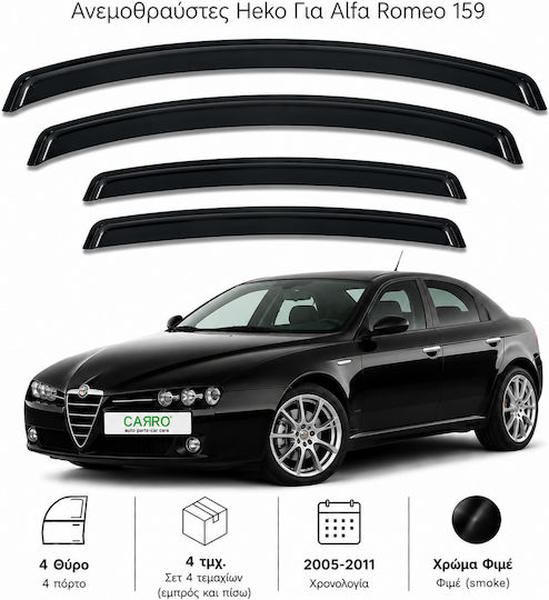Heko Комплект Ветробрани Dark Fime за Alfa Romeo Алфа 159 4бр