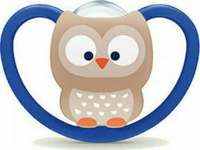 Nuk Orthodontic Pacifier Silicone Space Owl Blue with Case for 6-18 months 1pcs