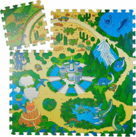 Relaxdays Interaktives Kinder-Bodenpuzzle mit Dinosaurier-Design 9 Teile