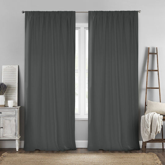 Lino Home Curtain with Pencil Pleat Renas Gray 140x280cm