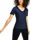 Tommy Hilfiger Women's T-shirt with V Neckline Navy Blue