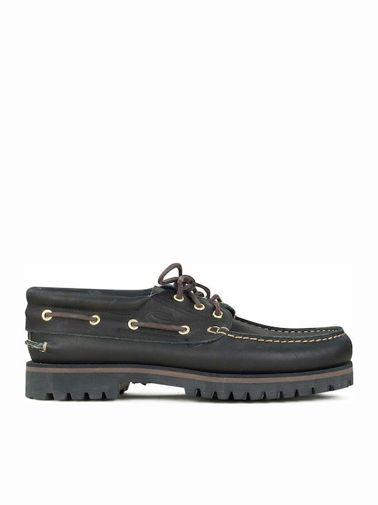 CL4 Tractor Men's Leather Boat Shoes Black