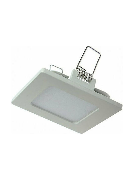 Atman Square Metallic Recessed Spot with Integrated LED and Cool White Light 6W White 12x12cm. 1pcs