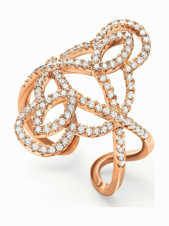 Folli Follie Ring with Stones made of Silver Gold Plated