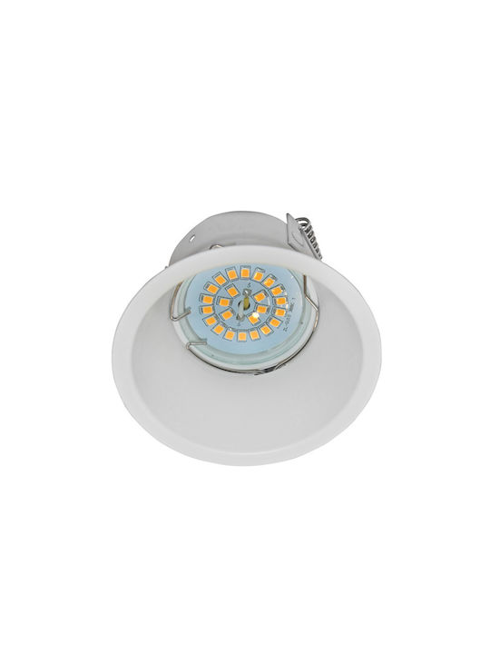 Adeleq Στρογγυλό Μεταλλικό Χωνευτό Σποτ με Ντουί GU10 σε Λευκό χρώμα 8.8x8.8cm