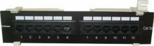 Safewell Patch Panel για Rack 1U 10" 12 Θυρών cat5e Μαύρο