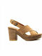 Toms Suede Women's Sandals Ibiza Beige with Chunky High Heel