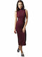 Urban Classics TB1195 Midi Dress Turtleneck Burgundy