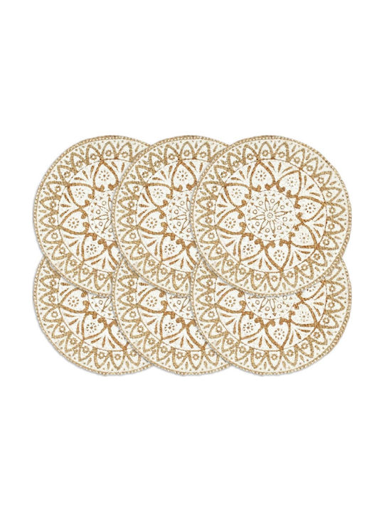 vidaXL Round Wicker Placemats Beige 38cm 6pcs