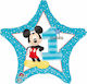 Μπαλόνι Foil Γενεθλίων Αστέρι Mickey Mouse 1st Bday Μπλε 43εκ.