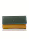 Large Leather Women's Wallet Classic Green/Yellow