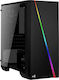 Aerocool Cylon Mini Tempered Glass Gaming Mini Tower Κουτί Υπολογιστή με Πλαϊνό Παράθυρο και RGB Φωτισμό Μαύρο