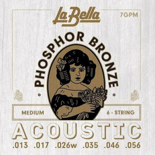 La Bella Set Akustikgitarrensaiten Phosphor-Bronze 13 - 56 Zoll Medium
