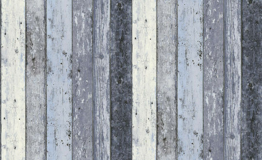 Ταπετσαρία Τοίχου Wood Stone Βινυλίου Μπλε 1000x53cm Πλενόμενη