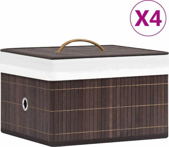 vidaXL Wooden Storage Box with Lid Brown 31x31x20cm 4pcs