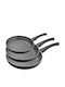 Muhler Pans Set of Aluminum with Stone Coating Black 3pcs