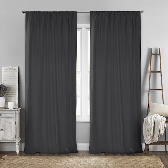 Lino Home Curtain with Pencil Pleat Renas Dark Gray 140x280cm
