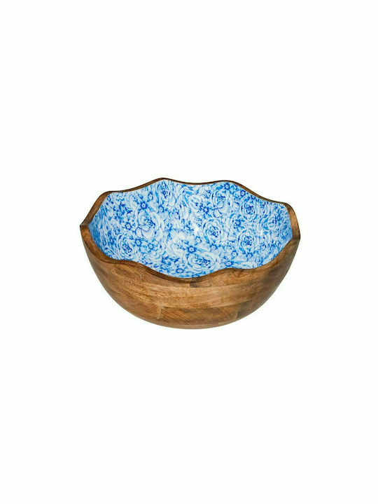 Wooden Salad Bowl Blue 30x30x11cm