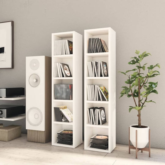 vidaXL Floor Standing Case 80 CD 2τμχ Glossy White 21x16x93.5cm