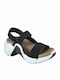 Neo Block Catalina Leder Flache Sandalen für Damen Sportlich Schwarz