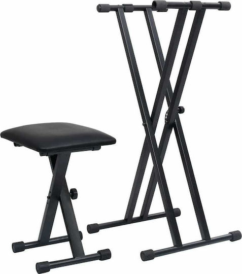 vidaXL Keyboard Stand with Adjustable Βench Stand Floor for Keyboards
