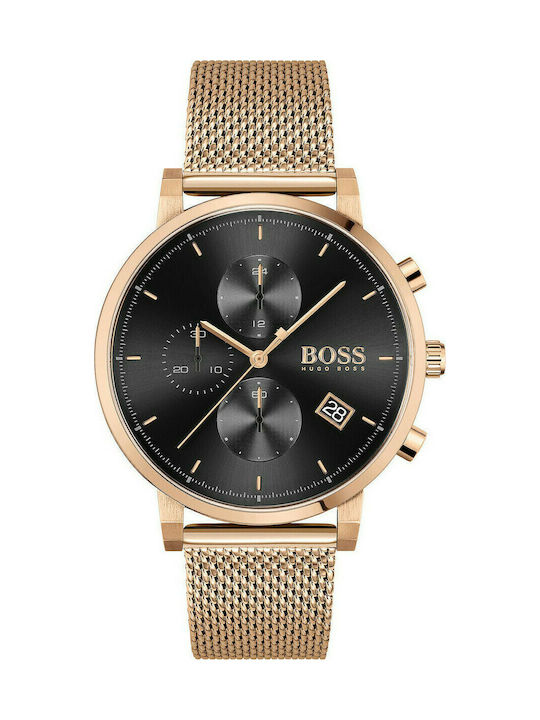 Hugo Boss Integrity Watch Chronograph Battery with Pink Gold Metal Bracelet