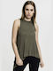 Urban Classics TB1509 Women's Summer Blouse Cotton Sleeveless Khaki