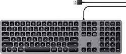Satechi Aluminum Wired USB Keyboard for Apple Doar tastatura Gri