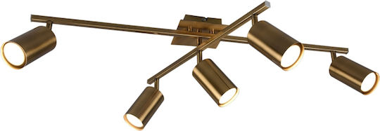 Trio Lighting Marley Σποτ με 5 Φώτα και με Ντουί GU10 σε Χρυσό Χρώμα