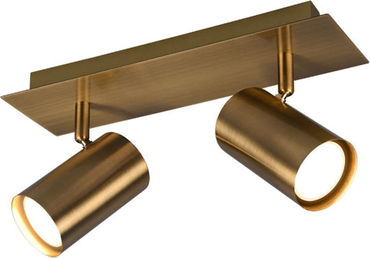 Trio Lighting Marley Διπλό Σποτ με Ντουί GU10 σε Χρυσό Χρώμα