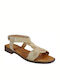 Smart Cronos 7110 Leather Women's Flat Sandals With a strap Flatforms In Beige Colour